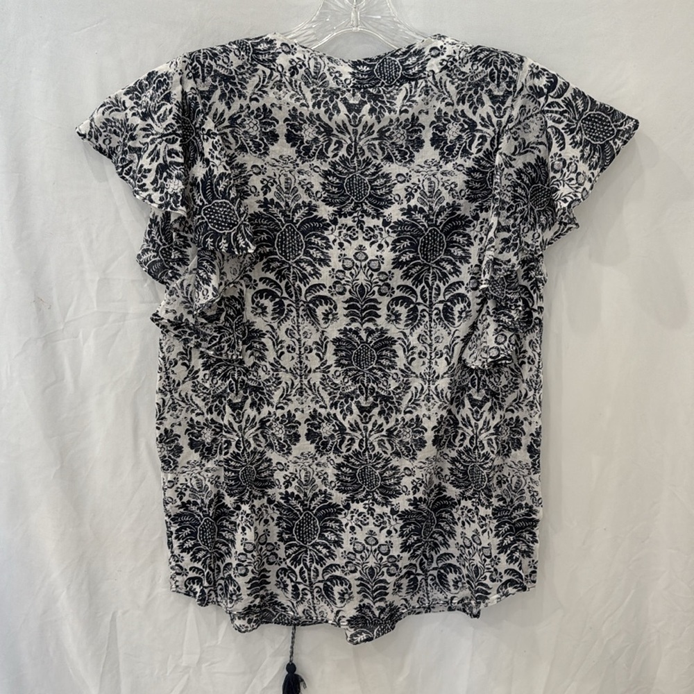 Nordstrom Caslon Blue Flutter Sleeve Blouse sz small - Picture 5 of 5